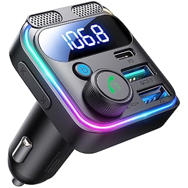 JOYROOM 81W Bluetooth 5.4 Adapter do samochodu,【45W PD & Bass Hi-Fi 】 Przekaźnik FM Bluetooth do samochodu, podwójny mikrofon & zestaw głośnomówiący, nadajnik FM dla iPhone 17/Samsung S26