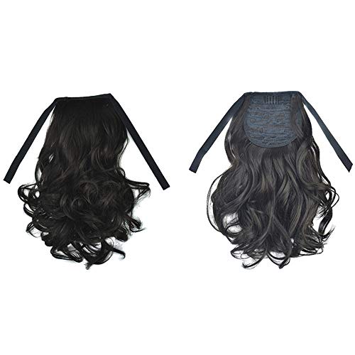 Perruque Femme Cheveux Bouclés Extensions de Cheveux de Clip de Queue de Cheval de Ruban de Couleur Dégradé Ondulé Longue Queue de Cheval 40cm Sunenjoy Cover