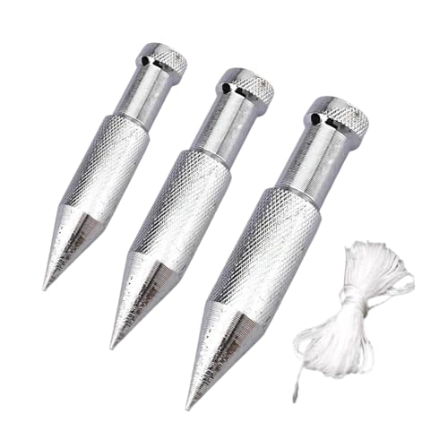ＡＷＨＡＯ 3 Pieces Plumb Bob Steel Plumb Bob Vertical Building Measuring Tool Plumb Setter Hanging Wire Carbon Steel Marking Cord Accurate Alignment