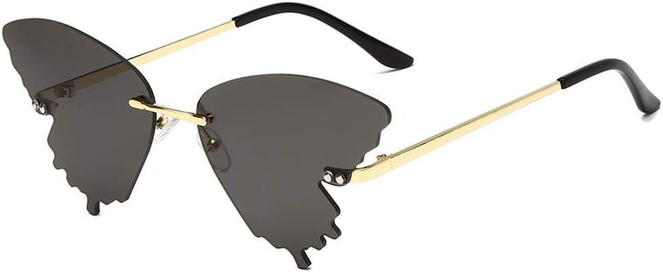 Long Keeper 2020 Butterfly Rimless Sunglasses Women Fashion Metal Driving Glasses
