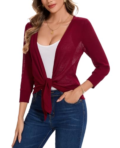 MINTLIMIT Damen Bolero Cardigan Offene Vorne Strickjacke 3/4 Ärmel Sommer...