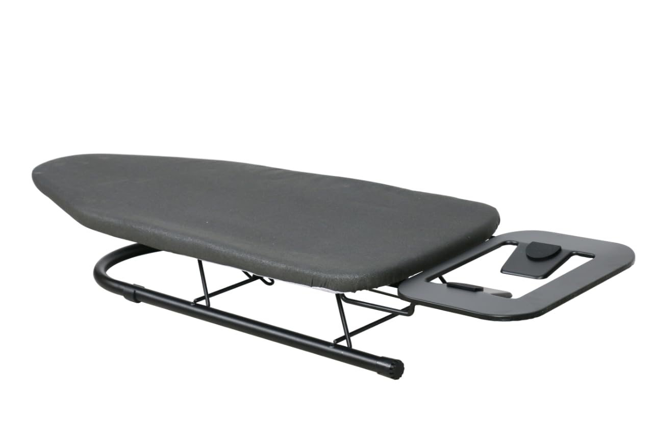 Amd Nexus Black Table Top Ironing Board, Small-Foldable Design, Non-Slip Folding Legs, 100% Cotton Cover With Foam Layer, Steam Iron Rest, Lightweight, Space Limited Places, 76 X 30Cm