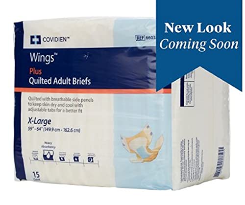 KENDALL/COVIDIEN Cardinal Health 66035 Quilted Adult Briefs, Wings Plus, Heavy Absorbency, X-Large, Blue