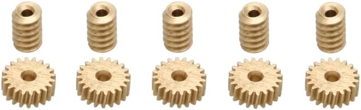5Sets 20T Mini Worm Gear Modulus 0.2 Brass Pinion Shaft Connector Hole Dia.1mm 1:87 Static Change Gears for DIY RC Models