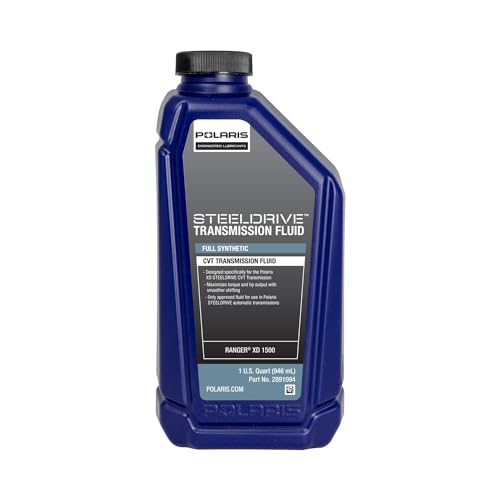 Polaris STEELDRIVE Full Synthetic CVT Transmission Fluid for Ranger XD 1500 STEELDRIVE Automatic Transmissions, 1 Quart, Qty 1, for Off Road UTV Maintenance - 2891094