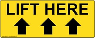 ComplianceSigns.com Lift Here (With Up Arrows) Label Decal, 5x2 in. 4-Pack Vinyl for Industrial Notices