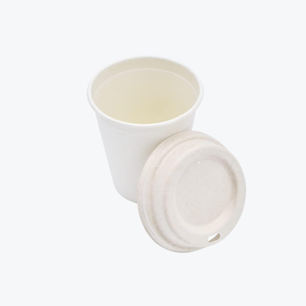 9 oz Cup Lids [Pack of 50], 3.1-in Diameter, Heavy-Duty, 100% Biodegradable, Home Compostable, Plastic-Free, BPA-Free, Made of Eco-Friendly Plant-Based Sugarcane Bagasse