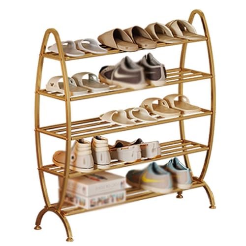 Gold Metal Schuhregal für kleine Räume, schmaler vertikaler Organizer Stand, Robuster Bogen Design Entryway-Speicherlösung, Modernes Dekorfreundlich