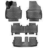 RizLiner Kia EV9 7-Seats 2024-2026 (No 6-Seats Version) Floor Mats 3D Custom Fit Rubber Car Mats Laser Measured Floor Liners All Weather Heavy Duty Waterproof Odorless Non-Slip TPE (Front & Rear)