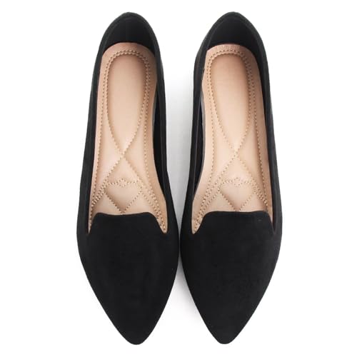 Image of Dear Time Women's Pointed Toe Ballet Flats Simple Casual Office Work Flats Slip-on Comfortable Shoes