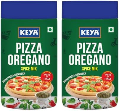 Keya Italian Pizza Oregano | Pizza Oregano Spice Mix|Healthy Italian Seasoning|Multipurpose Seasoning| 100% Natural|Vegan| Zero Preservatives, Artifical Colours & Flavours |No MSG | Marinade Mix, Dip Mix, Sprinkler |Perfect for Pizza, Pasta, Garlic Bread, Sweet Corn, Makhana | 70g | Pack of 2