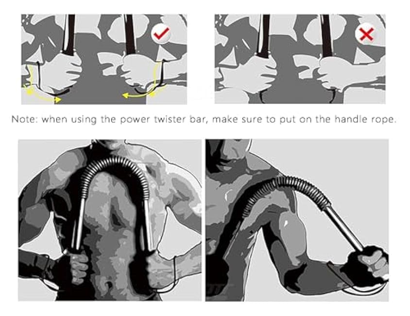 HAOYING Gold Power Twister Bar Arm Shoulder Upper Body Chest Builder Strengthener Spring Exercise Bicep Blaster 20 kg - 110 kg