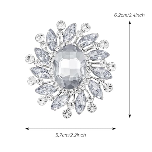 Image of SELOVO Flower Rhinestone Statement Brooch Pin Broach Antique Gold Tone