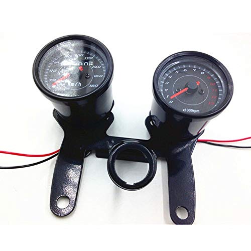 Compteur de vitesse rétroéclairé LED pour moto - Compteur kilométrique - Jauge de tachymètre Cafe Racer - Universel - Pour Honda, Yamaha, Suzuki, Kawasaki