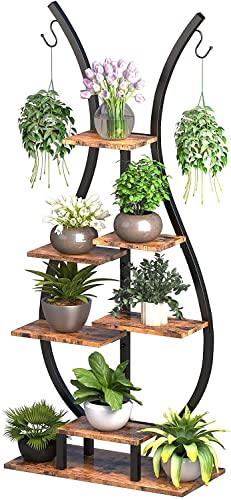 Gdlf Plant Stand Indoor Tall Plant Shelf Metal Tiered Hanging Shelf, 59" #TOP1