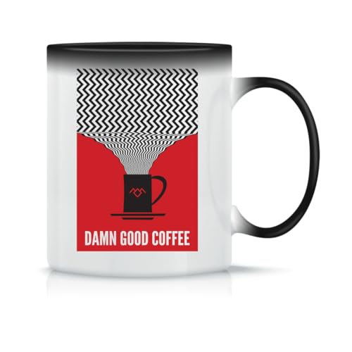 Moonai Twin Peaks Damn Good Coffee Red Taza de Té y Café de Cerámica Clásica Blanca Negra y Rosa Mágica 330ml, Moonai-Mug-Magic-330ml-DBGMX