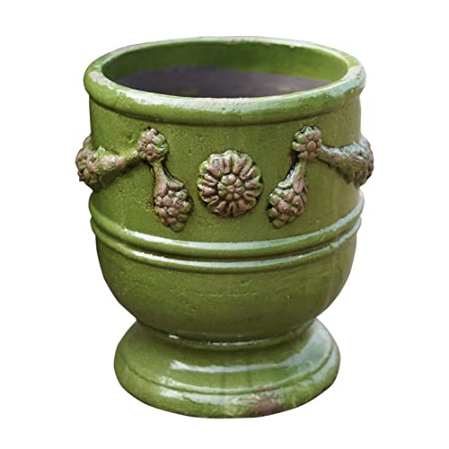 macetas decorativas Maceta redonda de hormigón, maceta con orificio de drenaje, macetas decorativas, macetas grandes de cemento for plantas de interior y exterior Maceta de cerámica para plantas ( Col