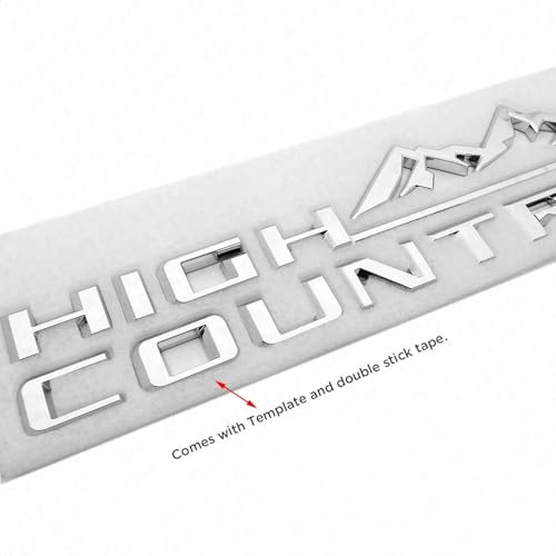 Image of 2Pcs High Country Emblems Side Door Letter Logo Car Badge Nameplate Replacement for 2019-2025 Tahoe Silverado (2Pcs Side Emblems - Chrome)