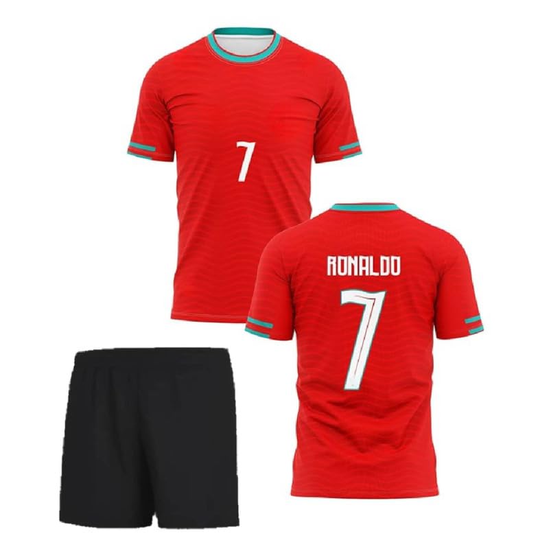 Image of Portugal Jersey Ronaldo 7 Jersey with Shorts for (Kids,Boys,Men)