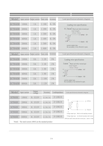 Transformateur de courant à noyau divisé SCT045R 500A vers 5A avec précision de 1% - 5