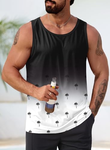 Image of VOGSTART Mens Hawaiian Beach Tank Tops Summer Vacation Muscle Top Graphic Sleeveless Shirts (S-3XL)