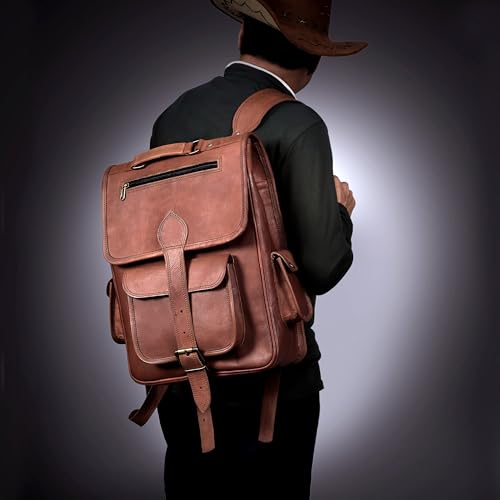 cuero Vintage Full Grain Leather Laptop Backpack, Handmade Rucksack, Premium Quality & Classic Charm, leather backpack for men and women - For Hiking, Vacation, School, Colleges, Office by cuero - Image 9