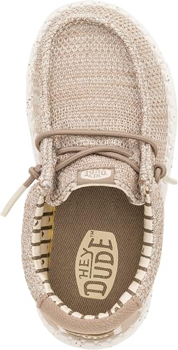 Image of HEYDUDE Boy's Youth Wally Stretch Sox Slip On Shoe, Irish Cream /Egret Size