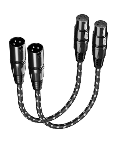 GLANICS Short XLR Cables 1ft 2 Pack, XLR Microphone Cable Balanced Shielded Nylon Braided Cord with 3-Pin Male to Female for Microphones Recording, Mixer, Amplifier?Speaker Systems