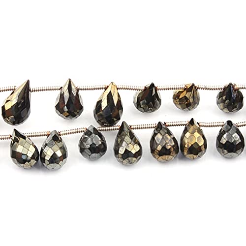 Spinelle noire perles gouttes dorées 9mm-12mm LKBEADS pour enfilage et joaillerie DIY