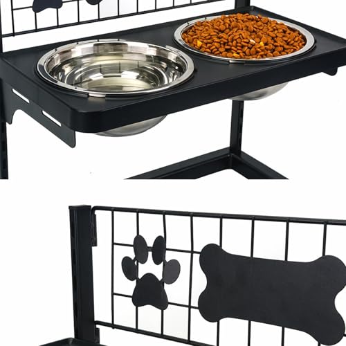 Dog Bowl Stand, Pet Feeder, Adjustable Dog Bowl Stand, Anti- Slip Base Dry- Wet Feeding Support, Dogs Feeder Stands With Stainless Steel Bowls For Kitchen Balcony Yard Backyard Water Bone Br-8
