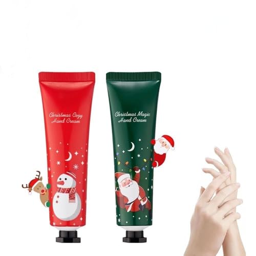 Mini Crèmes pour les Mains,Creme Main Noel Set,Christmas Hand cream, Mini creme Main,Cadeau Noel Femme, Absorption Rapide,Crème pour Mains Sèches et gercées 2pcs