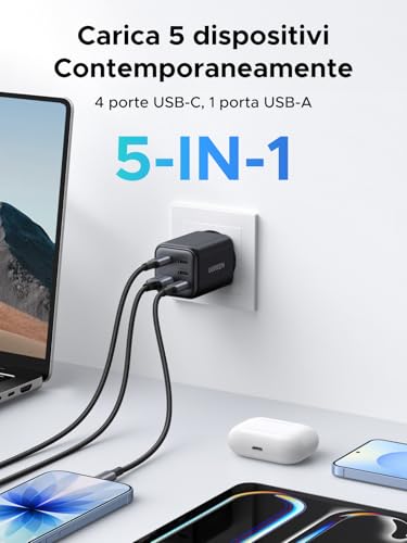 Ugreen 45W Caricatore Usb C Ricarica Rapida Per Iphone 5 Porte Gan Spina Da Parete Compatibile Con Iphone 17 Pro Max Air 16 15 Plus Pixel 9 8 Pro 7A Galaxy S25 S24 S23 Ultra A56 A16 Ipad Macbook Air - 3