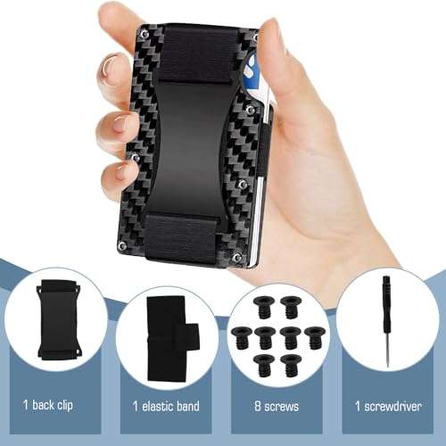 Wallet Elastic Band Replacement Kit Compatible with Ridge and Metal Wallets for Men, Universal Wallet Replacement Parts with Screws, Screwdriver, Cash Strap, Elastic Band4