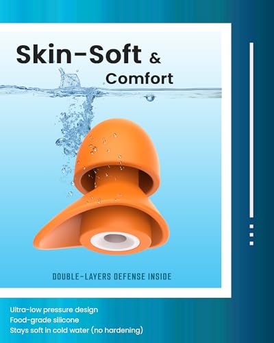 Bouchons d'oreilles natation en silicone souple S+M réutilisables