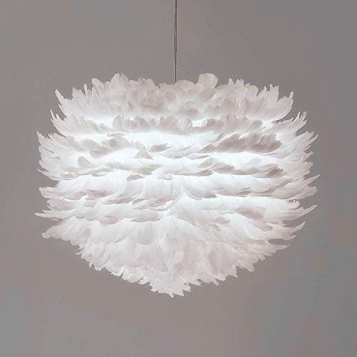 Chandelier LED design plumes blanches lustre de salon chic et raffiné - 2