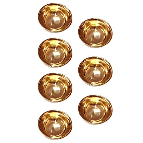 Cabilock 7pcs Buddhist Water Offering Cup Copper Altar Bowl Tibetan Worship Cup Holy Water Bowl 7cm Religion Container Brass Buddha Cup Votive Tealight Holder for Yoga Meditation
