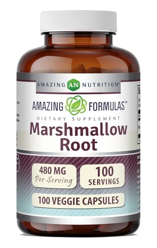Amazing Formulas Marshmallow Root Supplement | 480 Mg Per Serving | 100 Veggie Capsules | Non-GMO | Gluten Free | Made in USA