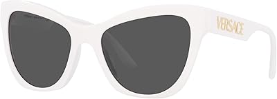Versace Woman Sunglasses White Frame, Dark Grey Lenses, 56MM