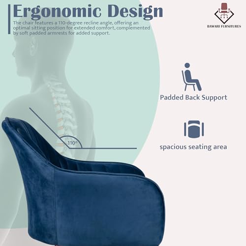 Image of Plush Dining Chair | Accent Chair for Living Room Bedroom Restuarant | Velvet Fabric & Thick Cushion Seat with Sturdy Glossy Metal Legs (Bronze Legs, Blue)