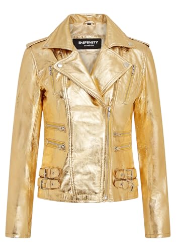Ladies Retro 100% Nappa Leather Biker Jacket