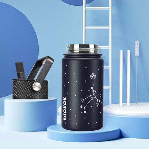 Image of BJPKPK Insulated Water Bottle, 15oz Stainless Steel with Straw Lid