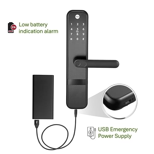 Image of Yale Zuri Smart Door Lock with 5 Way Unlocking (Fingerprint, PIN, RFID, Manual Key) and Built-in Bluetooth (to Access Through Home App) (Black)