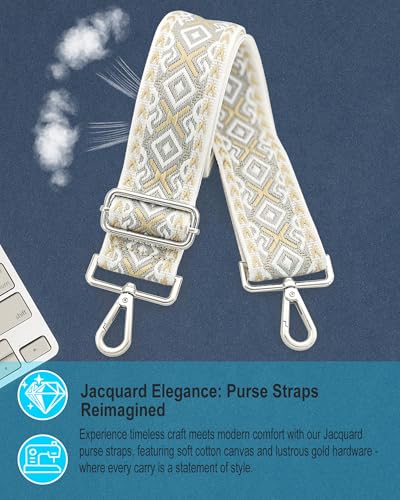 Image of Silvery Purse Straps Replacement Crossbody - Guitar Strap for Purse Crossbody
