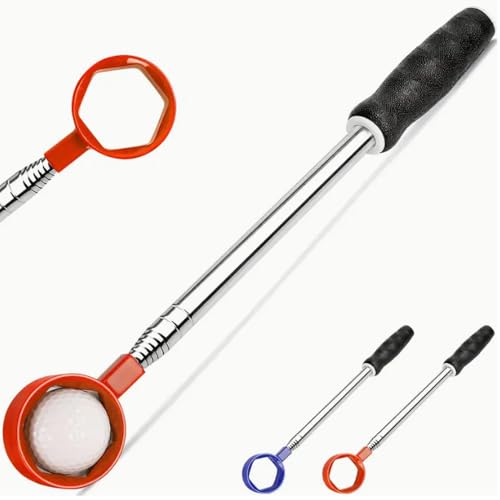 Symypy Golf Ball Retriever for Water Telescopic,Stainless Ball Retriever Golf Ball Picker Grabber Tool,Golf Accessories Golf Gift for Men Women (Orange)