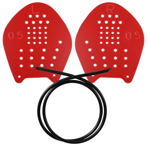 NQEUEPN Swimming Paddle Hands, Swimming Paddles Equipment Lightweight Swim Training Paddles with Adjustable Straps Swim Hand Fins Swim Paddles for Lap Swimming Freestyle Butterfly Women and Men (Red)