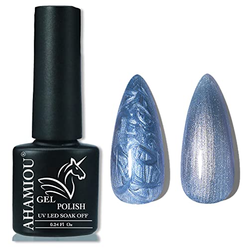 Ahamiou Pearl Gel Nail Polish Shimmer Mermaid Nail Gel Glitter Drawing Gel Polish Soak Off Uv Gel For Salon Home Diy Manicure Use (Dark Blue) #TOP4