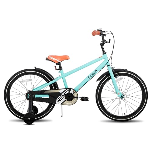 STITCH 18 Zoll Kinderfahrrad für 5-8Jahre Mädchen & Jungen, 18 Zoll Kinderfahrrad mit Stützrädern,Grün