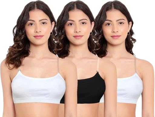 Women's Solid Colour Non Padded Pack of 3 Strip Bra Comfortable, Breathable, Lightweight, Skin Friendly SL20-picture-42