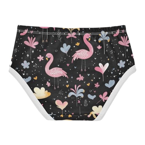 ZZKKO Pink Flamingo Black Girls Underwear Toddler Panties for Girls Comfort Brief Size 2-8T2