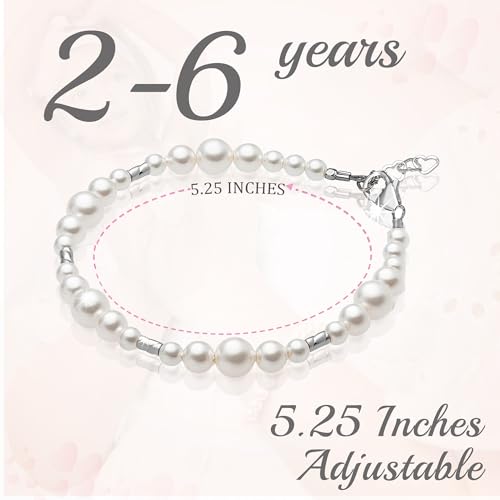 Image of Baby Crystals Little Girls Elegant Bracelet Sterling Silver Embellished with Swarovski Simulated Pearls - Medium (18 Months - 4 Years)